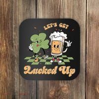 Let's Get Lucked Up St Patrick's Lucky Shamrock St Patrick's Day Beer Drinking Coaster thumb 0