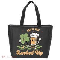 Let's Get Lucked Up St Patrick's Lucky Shamrock St Patrick's Day Beer Drinking Tote Bag thumb 0