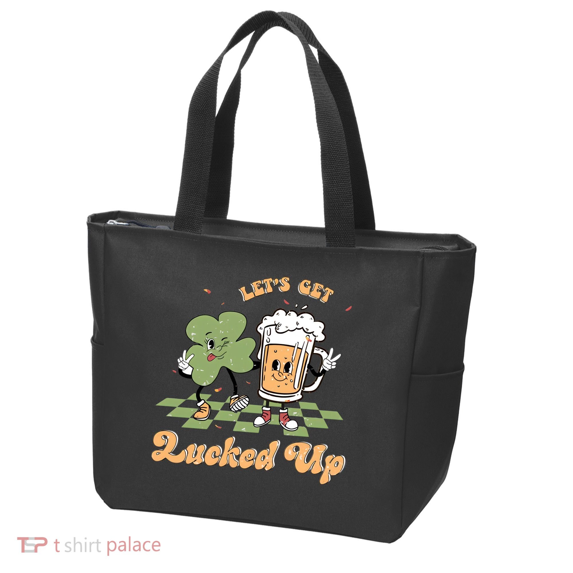 Let's Get Lucked Up St Patrick's Lucky Shamrock St Patrick's Day Beer Drinking Tote Bag