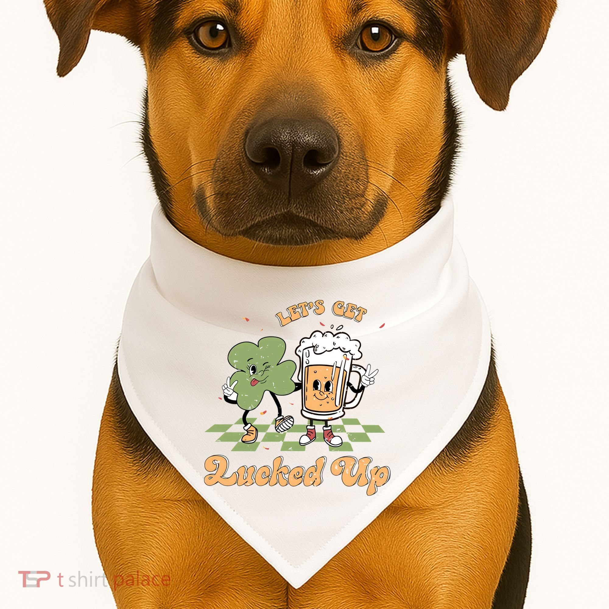 Let's Get Lucked Up St Patrick's Lucky Shamrock St Patrick's Day Beer Drinking USA-Made Doggie Bandana