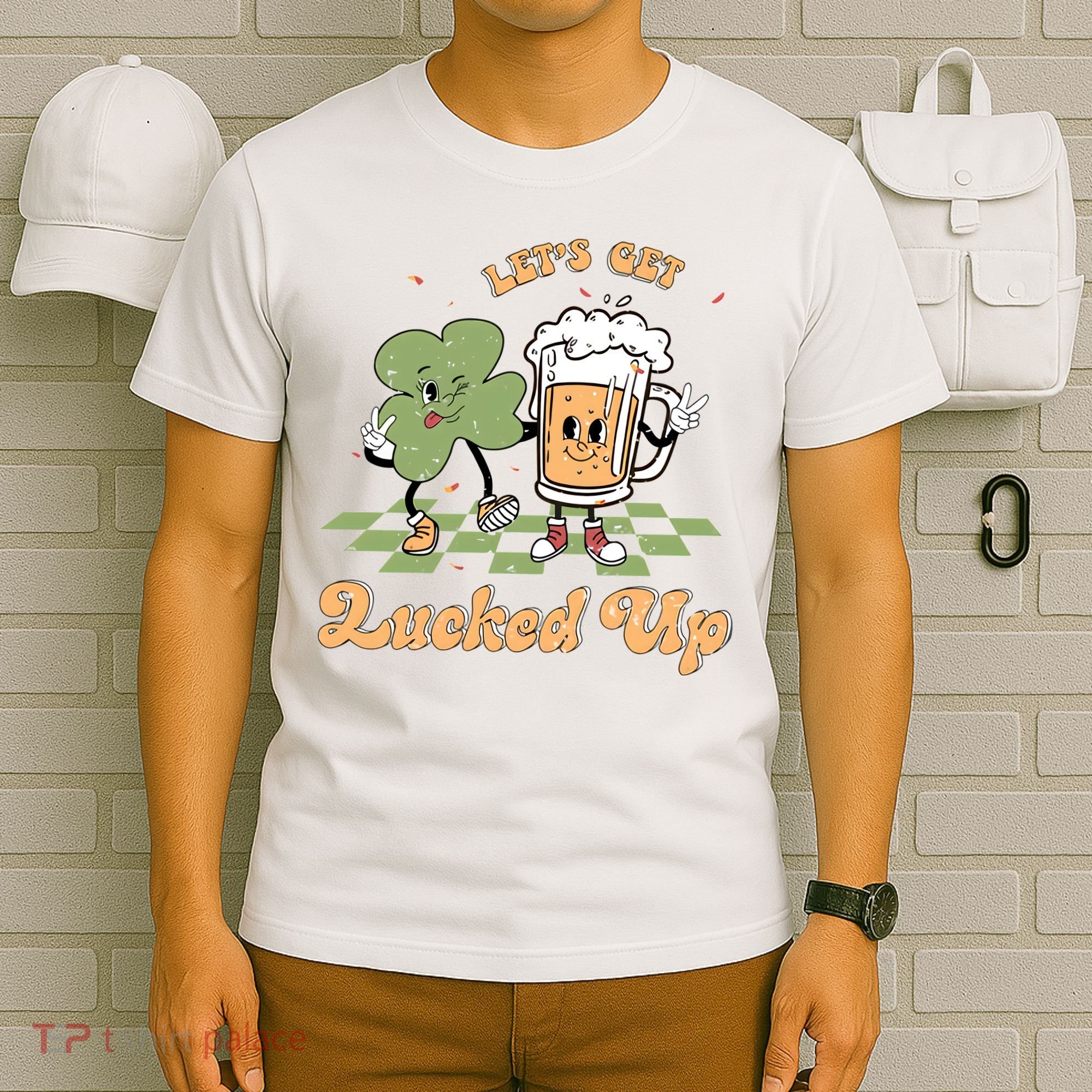 Let's Get Lucked Up St Patrick's Lucky Shamrock St Patrick's Day Beer Drinking T-Shirt