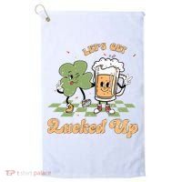 Let's Get Lucked Up St Patrick's Lucky Shamrock St Patrick's Day Beer Drinking Golf Towel thumb 0