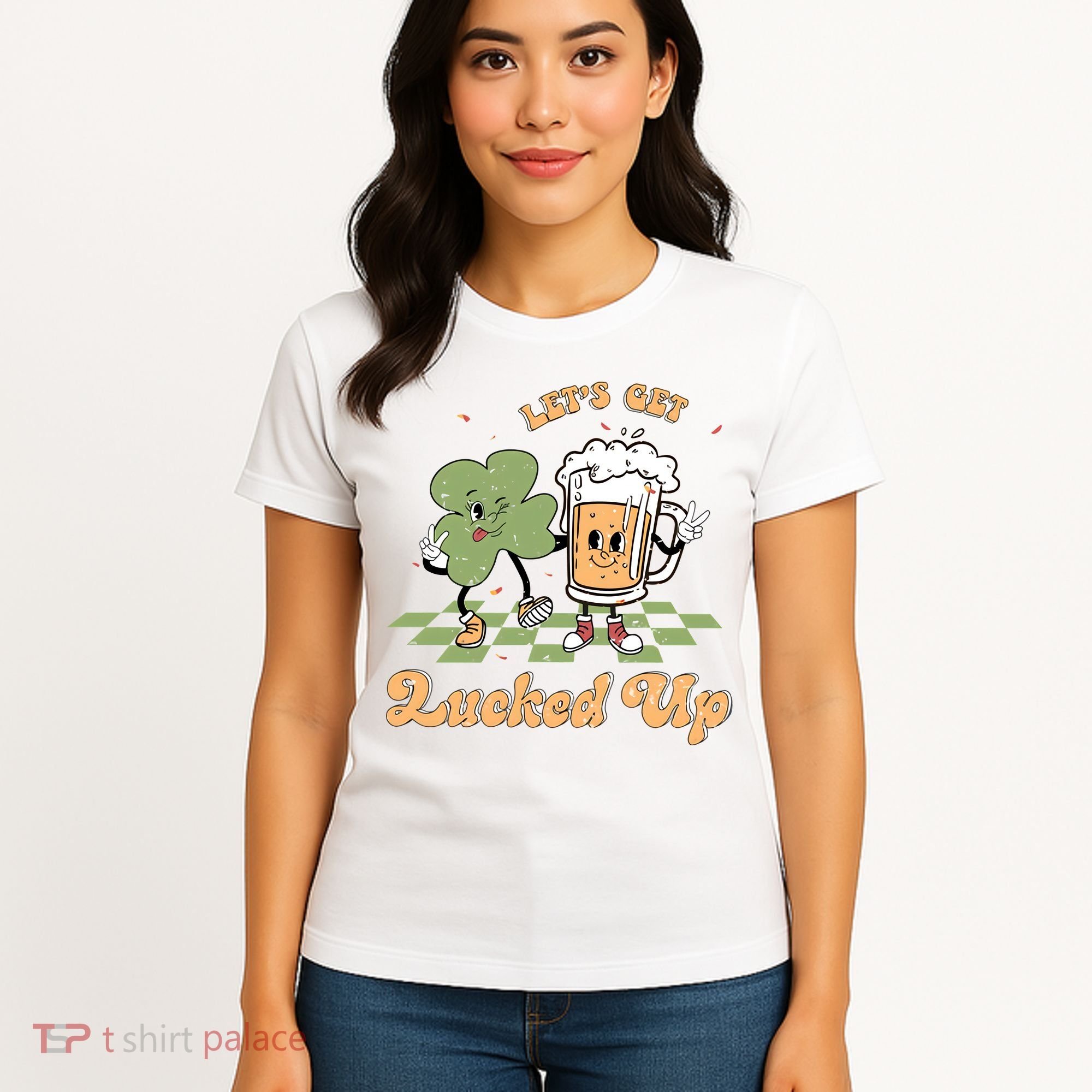 Let's Get Lucked Up St Patrick's Lucky Shamrock St Patrick's Day Beer Drinking Women's T-Shirt