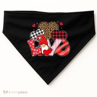 Love Gnome Leopard Checkered Pattern USA-Made Doggie Bandana