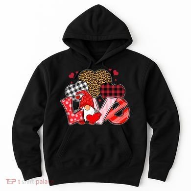 Love Gnome Leopard Checkered Pattern Hoodie