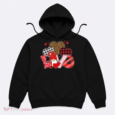 Love Gnome Leopard Checkered Pattern Hoodie