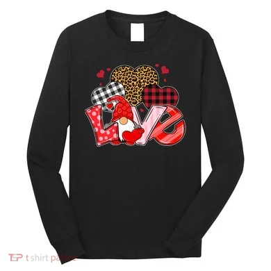 Love Gnome Leopard Checkered Pattern Long Sleeve Shirt