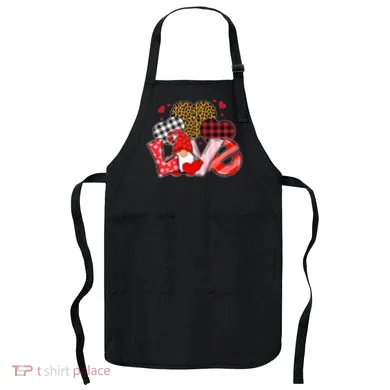 Love Gnome Leopard Checkered Pattern Apron