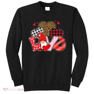 Love Gnome Leopard Checkered Pattern Sweatshirt