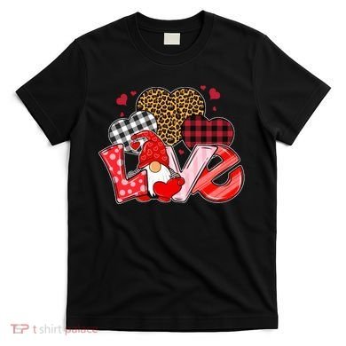 Love Gnome Leopard Checkered Pattern T-Shirt