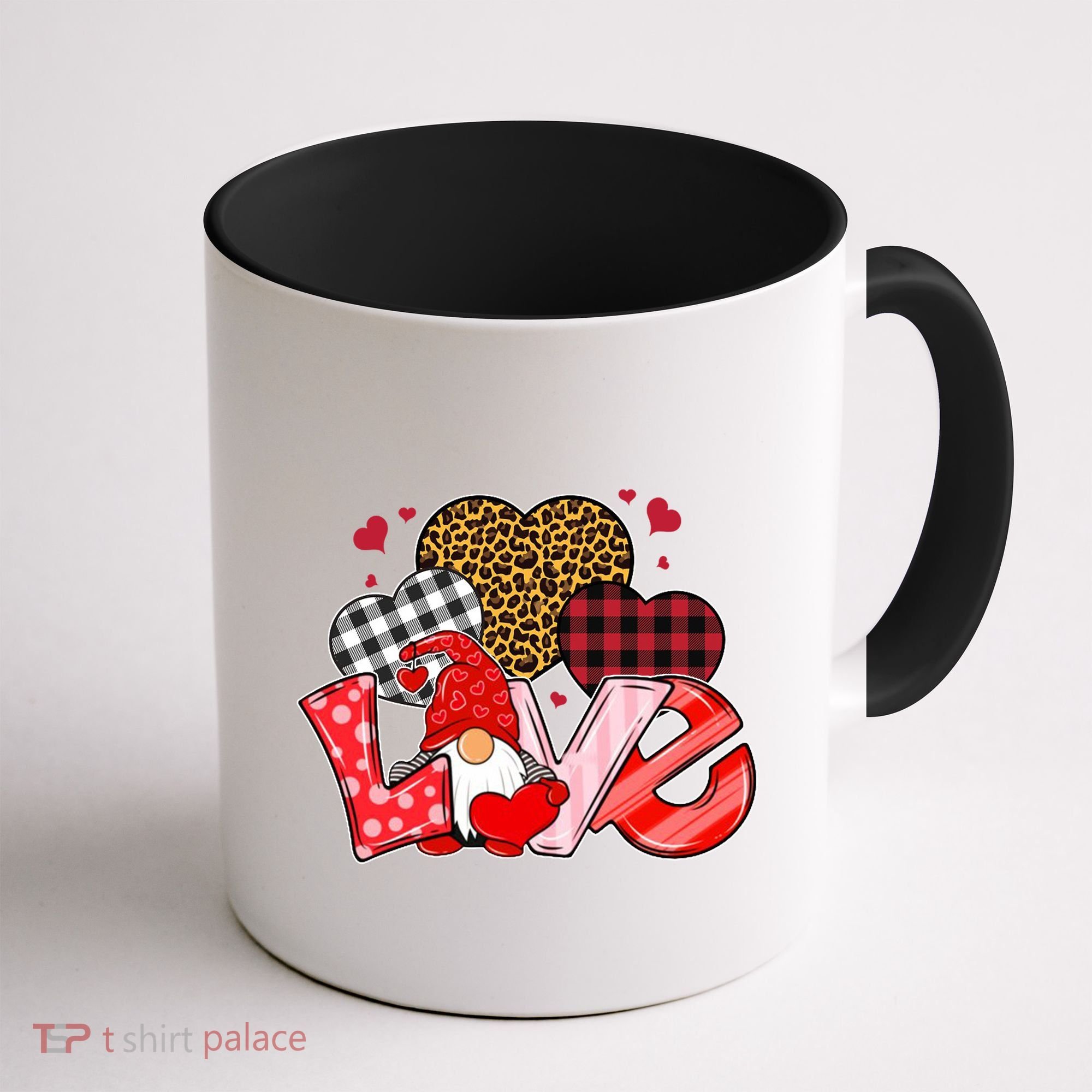 Love Gnome Leopard Checkered Pattern Coffee Mug
