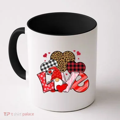 Love Gnome Leopard Checkered Pattern Coffee Mug
