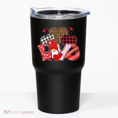 Love Gnome Leopard Checkered Pattern Tumbler