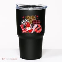 Love Gnome Leopard Checkered Pattern Tumbler thumb 0