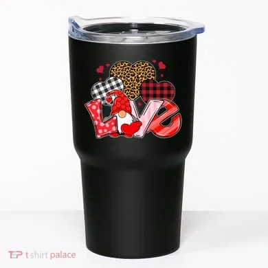 Love Gnome Leopard Checkered Pattern Tumbler