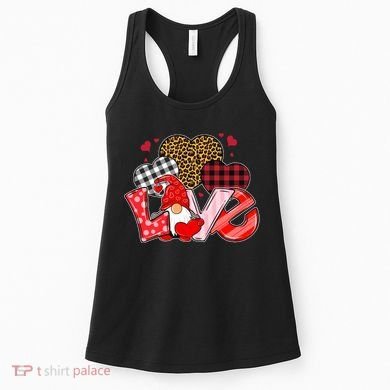 Love Gnome Leopard Checkered Pattern Women's Tank Top