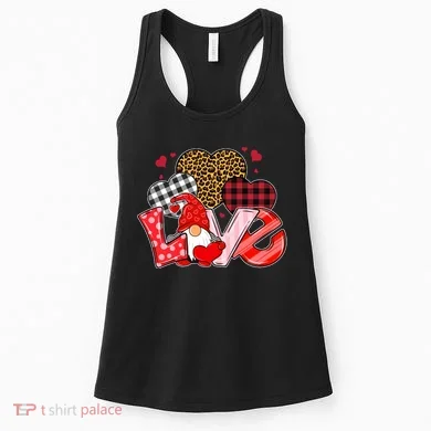 Love Gnome Leopard Checkered Pattern Women's Tank Top