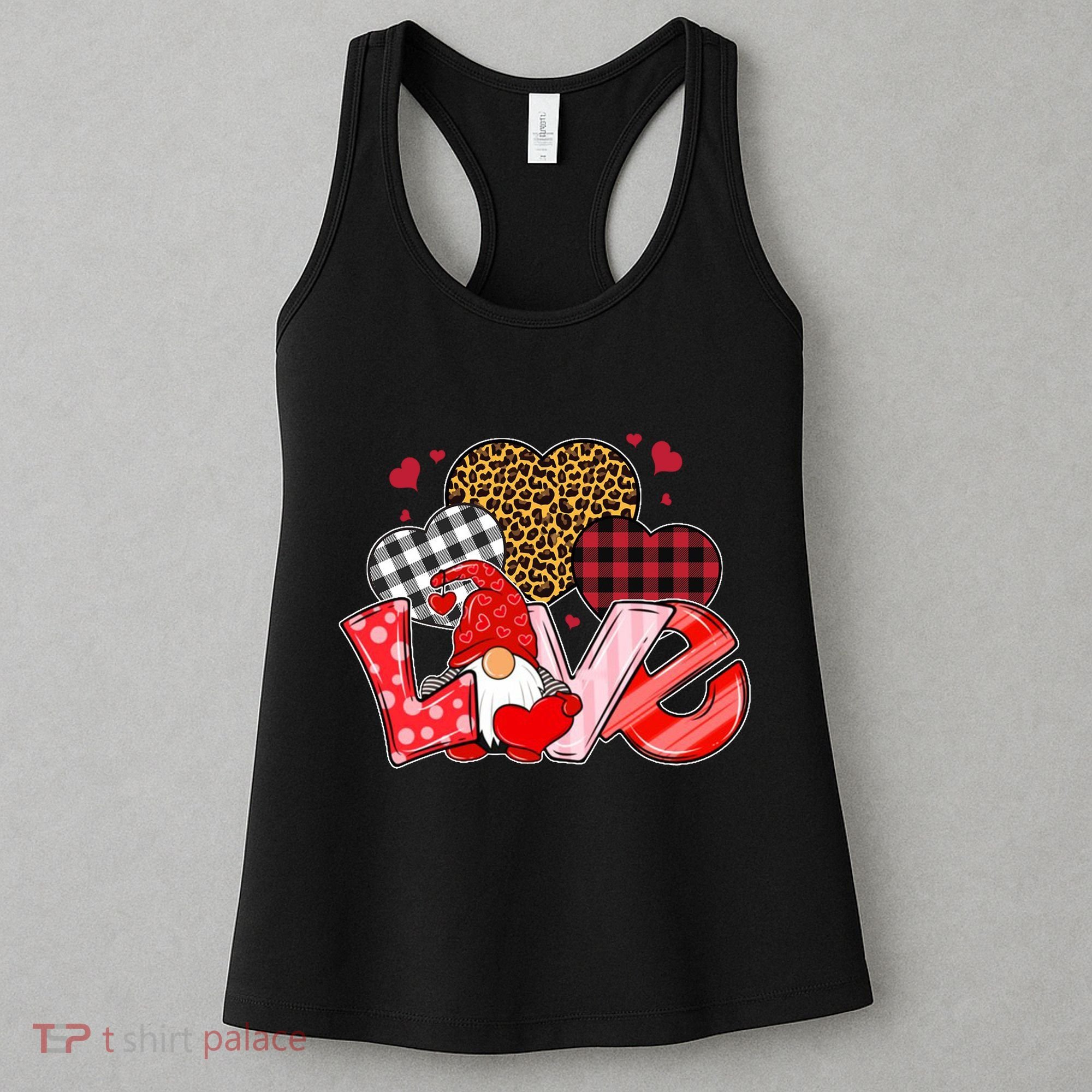 Love Gnome Leopard Checkered Pattern Women's Tank Top
