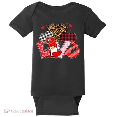 Love Gnome Leopard Checkered Pattern Baby Bodysuit
