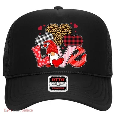 Love Gnome Leopard Checkered Pattern Hat