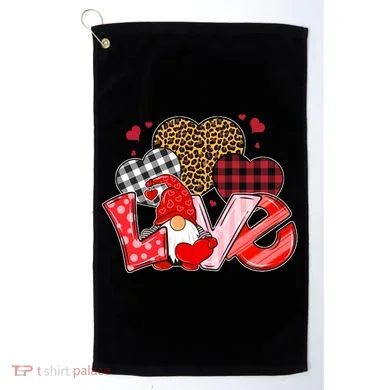 Love Gnome Leopard Checkered Pattern Golf Towel