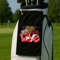 Love Gnome Leopard Checkered Pattern Golf Towel thumb 2