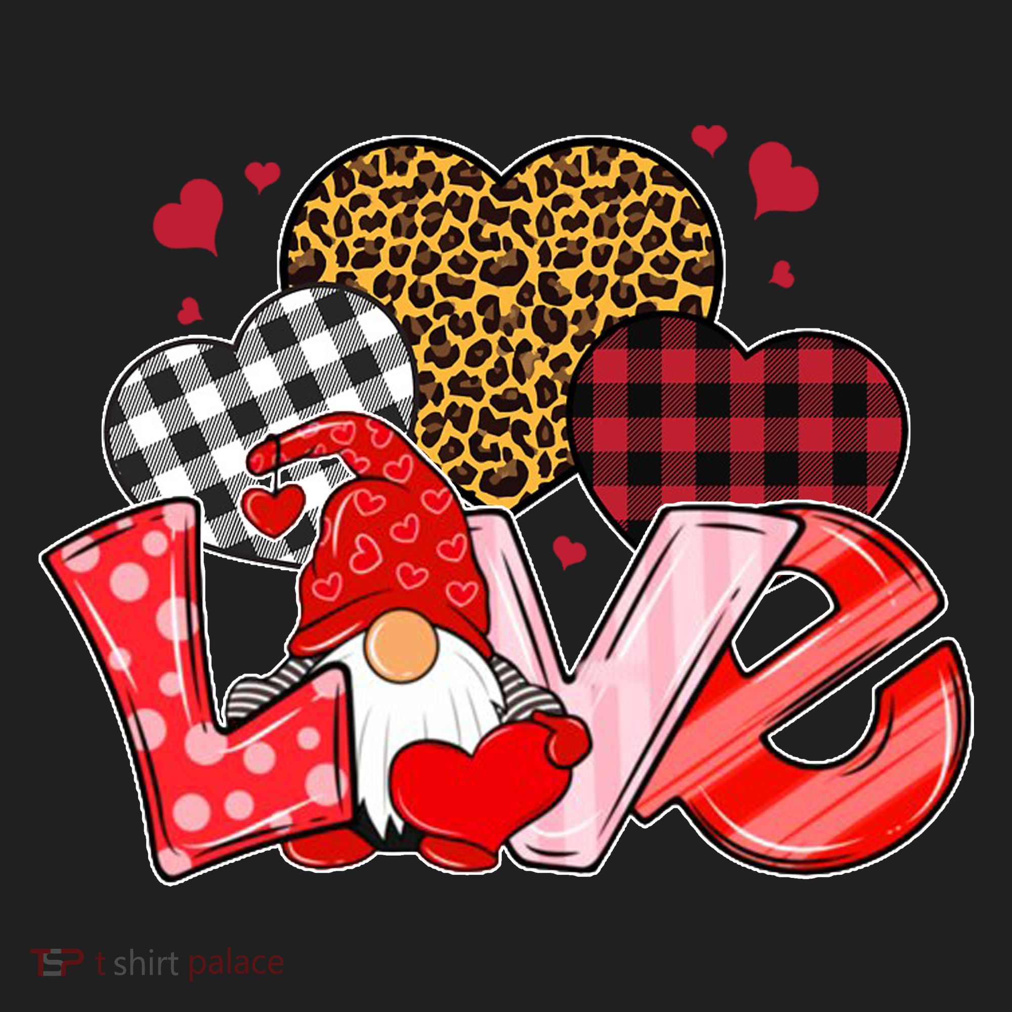 Love Gnome Leopard Checkered Pattern Golf Towel