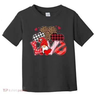 Love Gnome Leopard Checkered Pattern Toddler T-Shirt