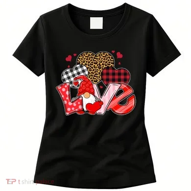 Love Gnome Leopard Checkered Pattern Women's T-Shirt