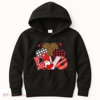 Love Gnome Leopard Checkered Pattern Kids Hoodie thumb 0