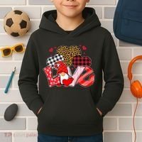 Love Gnome Leopard Checkered Pattern Kids Hoodie thumb 2