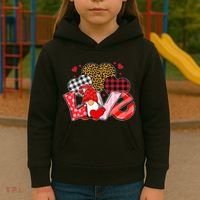 Love Gnome Leopard Checkered Pattern Kids Hoodie thumb 3