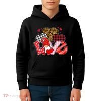 Love Gnome Leopard Checkered Pattern Kids Hoodie thumb 4