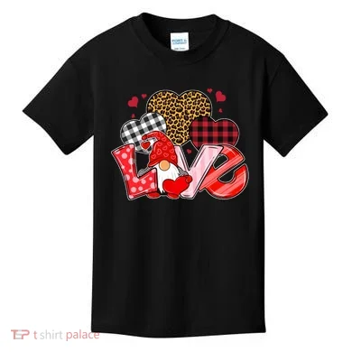 Love Gnome Leopard Checkered Pattern Kids T-Shirt