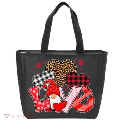 Love Gnome Leopard Checkered Pattern Tote Bag