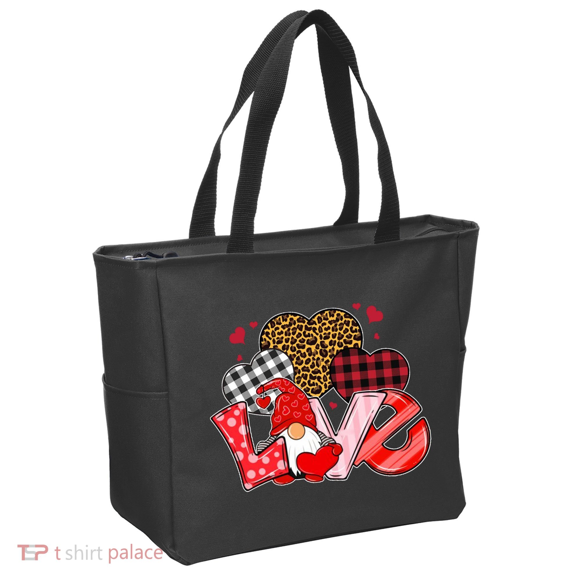 Love Gnome Leopard Checkered Pattern Tote Bag