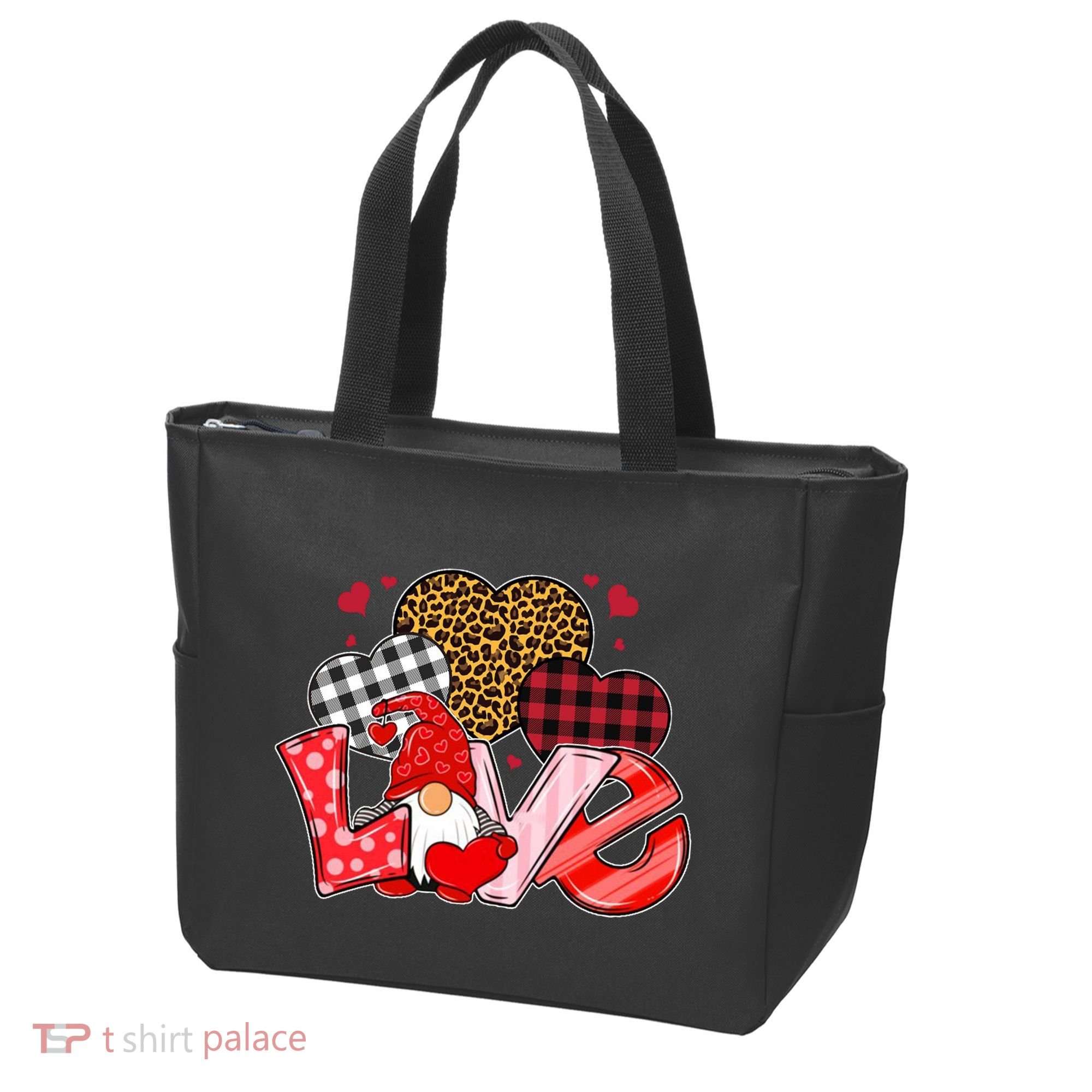 Love Gnome Leopard Checkered Pattern Tote Bag