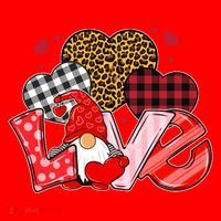 Love Gnome Leopard Checkered Pattern Santa Hat thumb 1