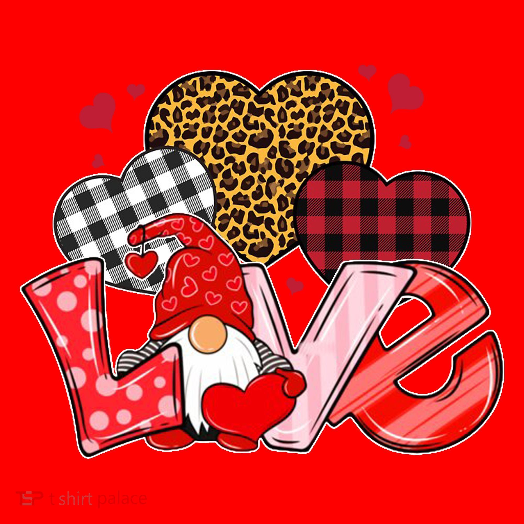 Love Gnome Leopard Checkered Pattern Santa Hat