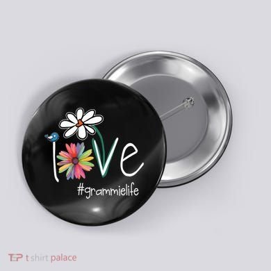 Love Grammie Life Art Flower Color Button