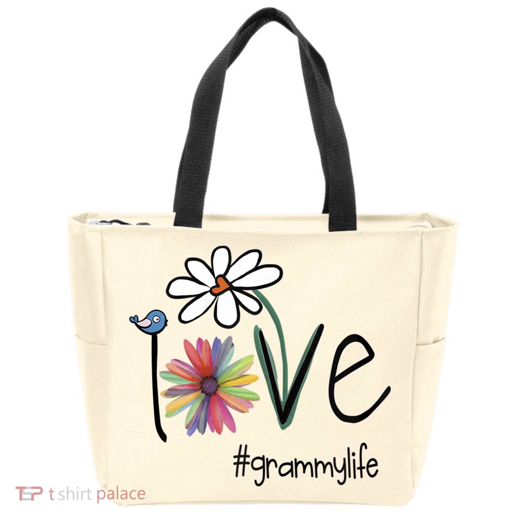 Love Grammy Life Art Flower Great Gift Tote Bag