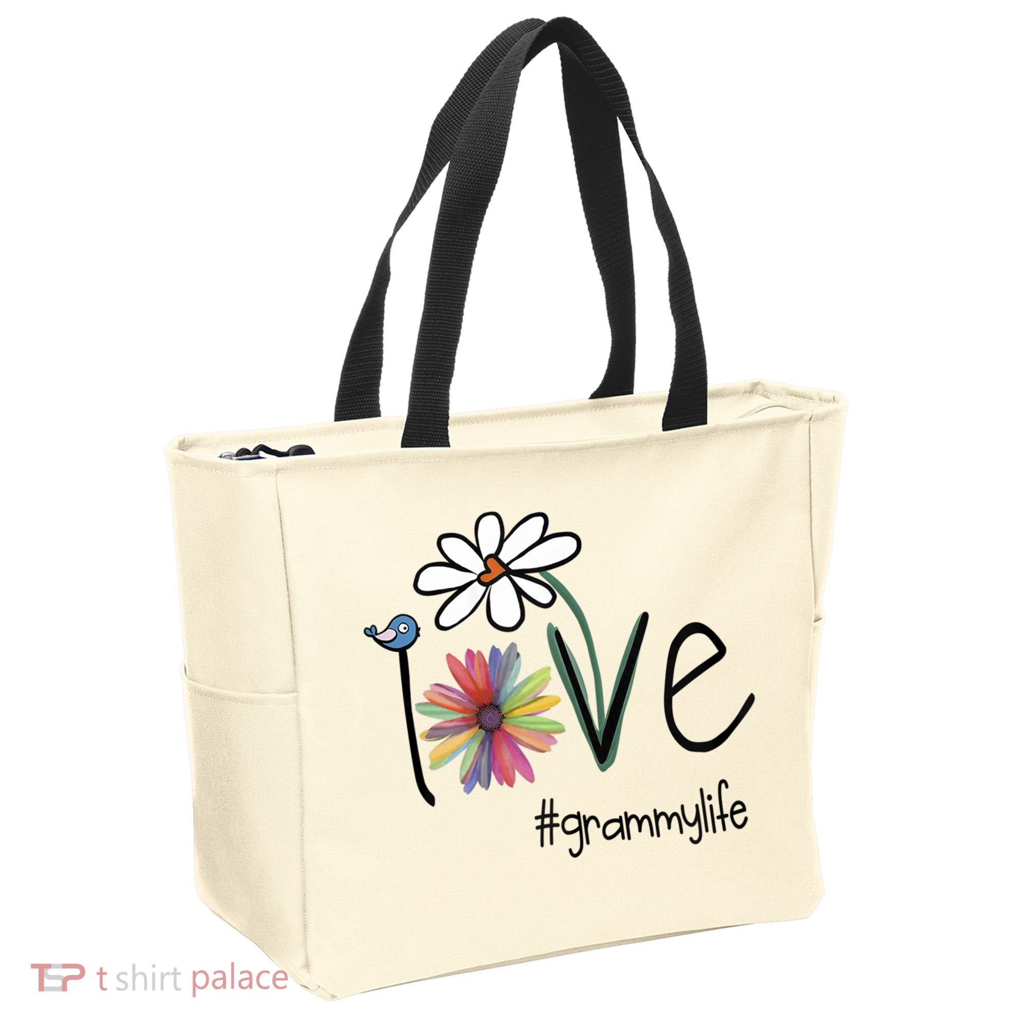 Love Grammy Life Art Flower Great Gift Tote Bag