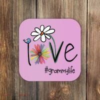 Love Grammy Life Art Flower Great Gift Coaster thumb 0