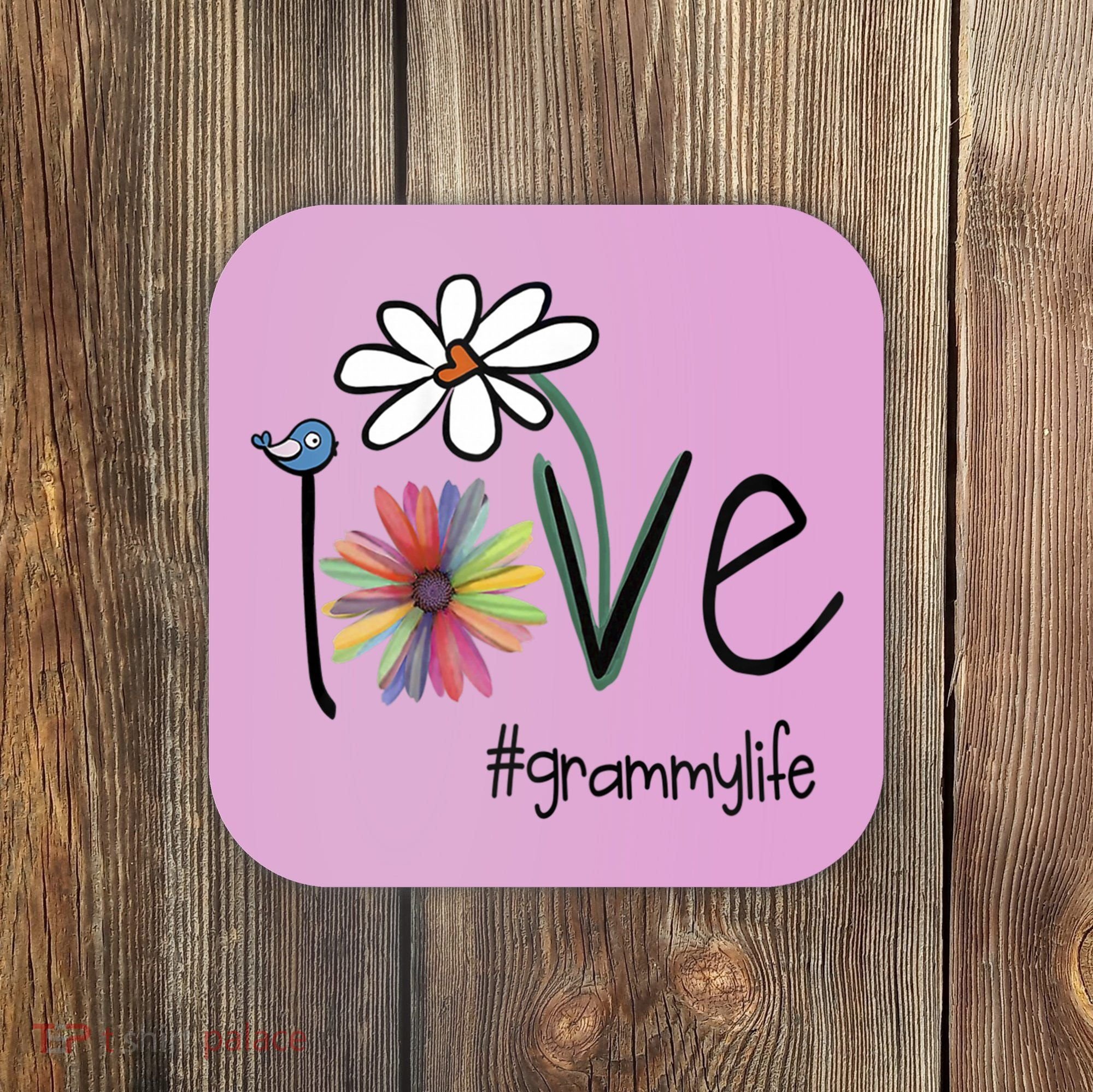 Love Grammy Life Art Flower Great Gift Coaster