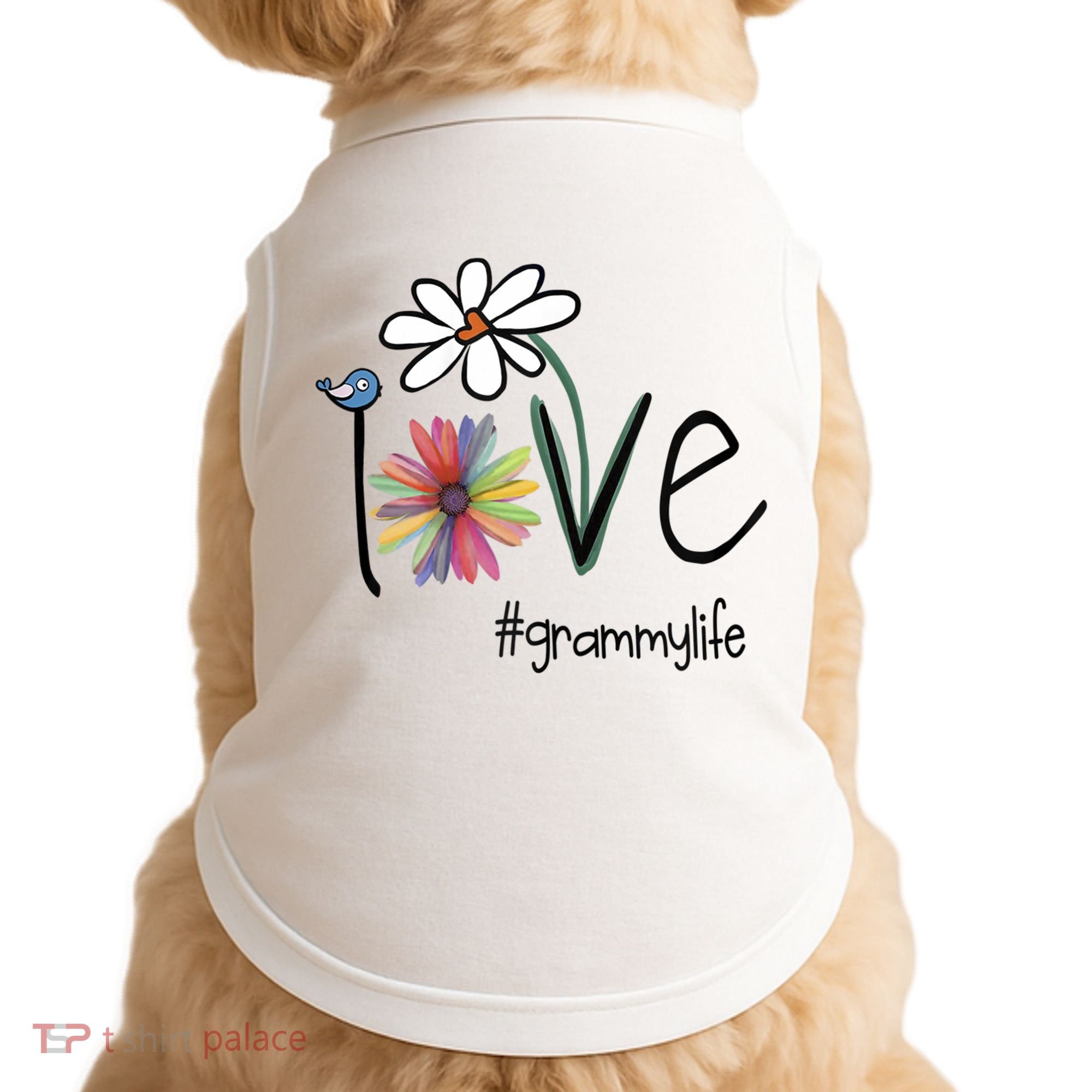 Love Grammy Life Art Flower Great Gift Doggie Tank
