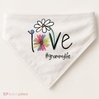 Love Grammy Life Art Flower Great Gift USA-Made Doggie Bandana thumb 0