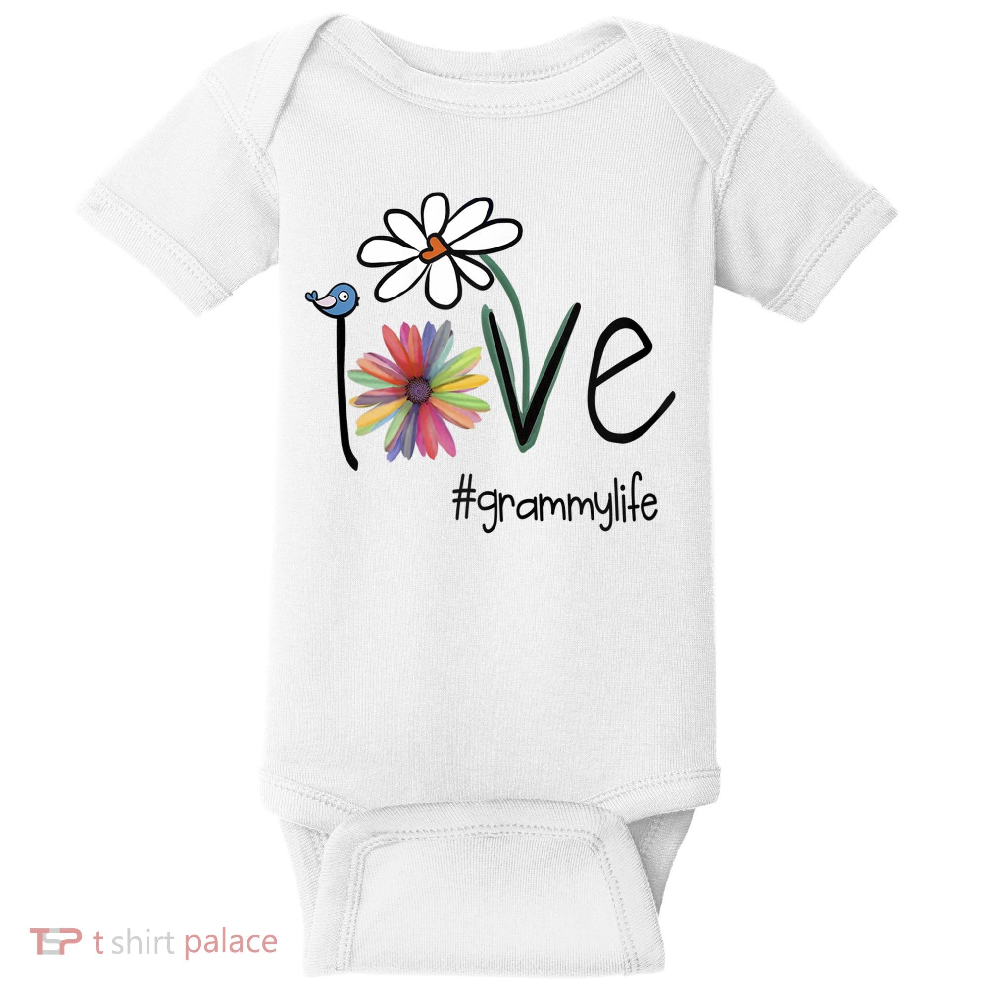 Love Grammy Life Art Flower Great Gift Baby Bodysuit