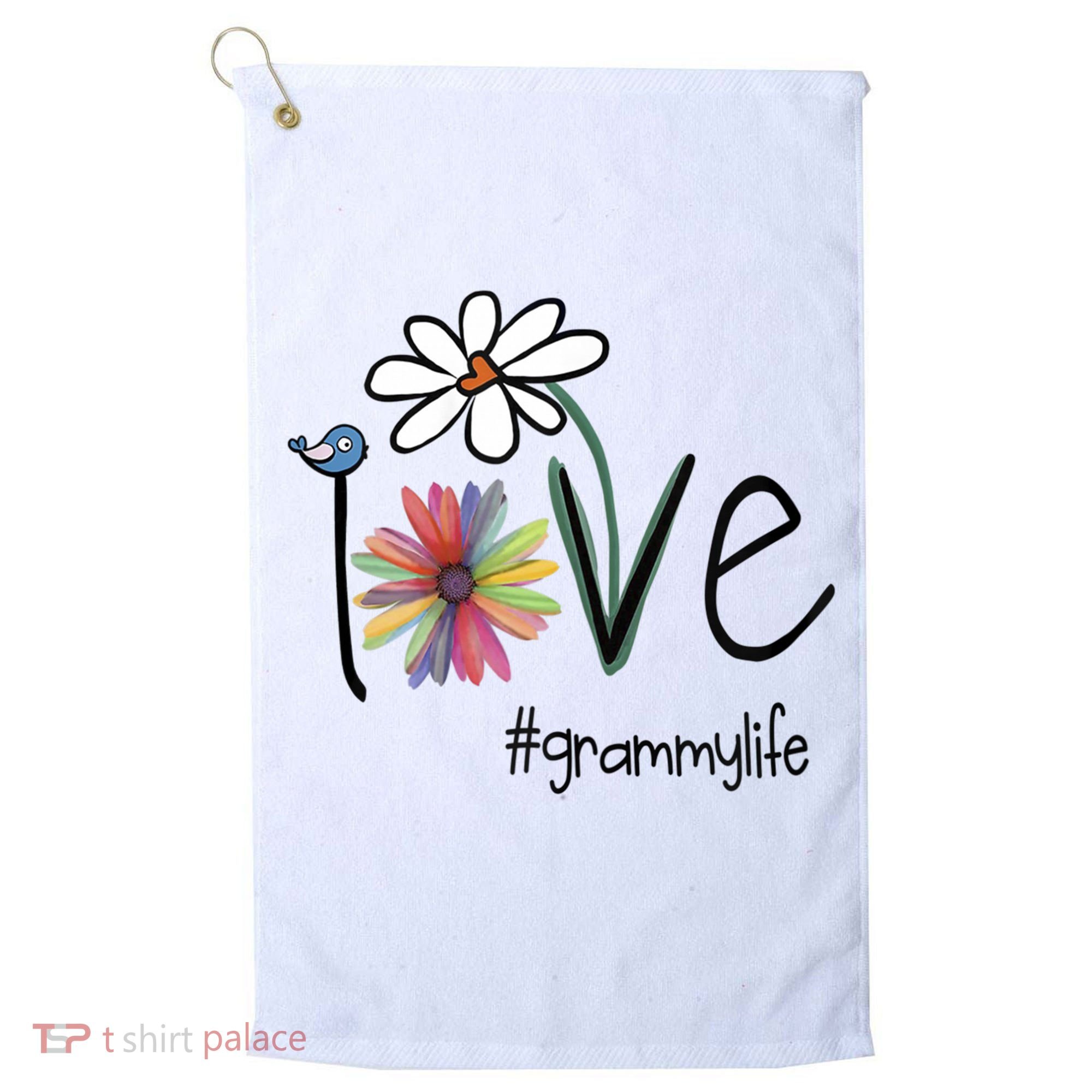 Love Grammy Life Art Flower Great Gift Golf Towel