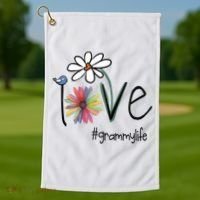 Love Grammy Life Art Flower Great Gift Golf Towel thumb 1