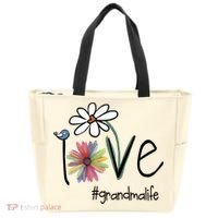 Love Grandma Life Art Flower Tote Bag thumb 0